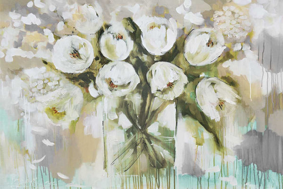 Pure Blanc Tulipa stretched canvas by artist Amanda Brooks