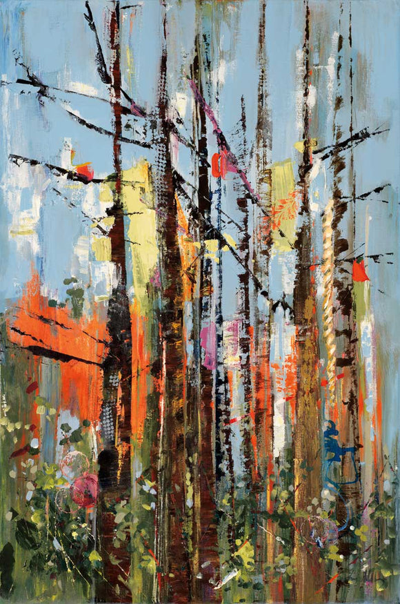 Ecclectic Forest stretched canvas by artist Rebecca Meyers