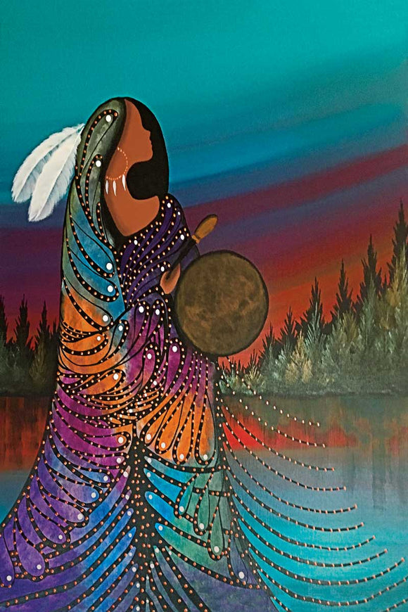 Aurora Drummer stretched canvas by artist Betty Albert